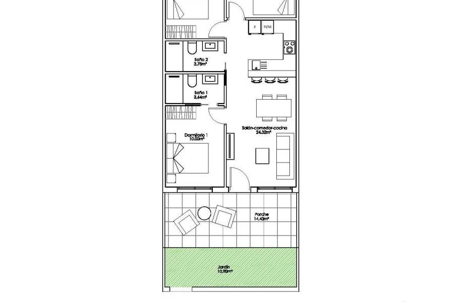Salg - Bungalow i 1. etasje - Zona Pueblo - Pilar de la Horadada